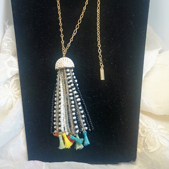 sugarfix Jewelry - Sugarfix Necklace With Seed Bead And Multi Color Tassel Pendant 31"